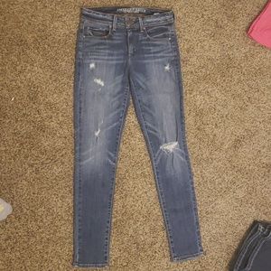 American Eagle distressed skinny jeans.